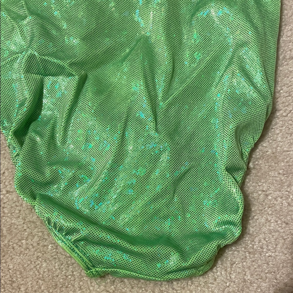 GK NEON GREEN SHIMMERING LEOTARD!Size: adult Medium! - Picture 9 of 14